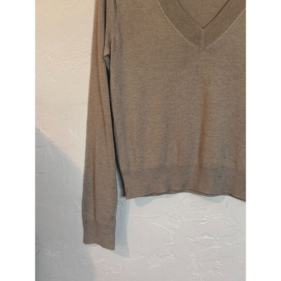 MNG Mango Beige Tan V-Neck Cashmere Sweater XS Camel - Picture 4 of 8